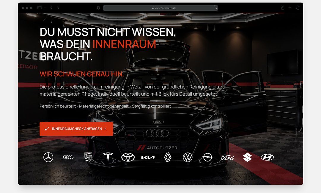 Website für Fahrzeugpflege Autoputzer – Webdesign von Klarstil