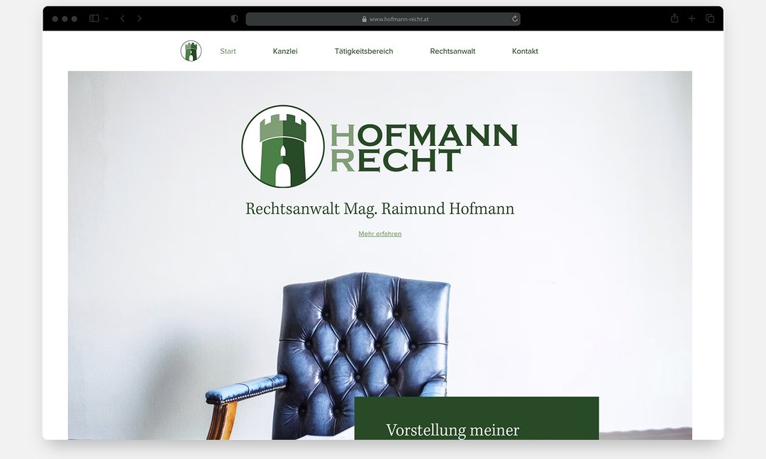 Website für Rechtsanwalt Hofmann Recht – Webdesign von Klarstil