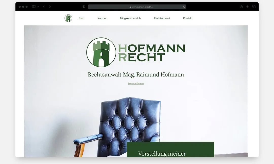 Website für Rechtsanwalt Hofmann Recht – Webdesign von Klarstil