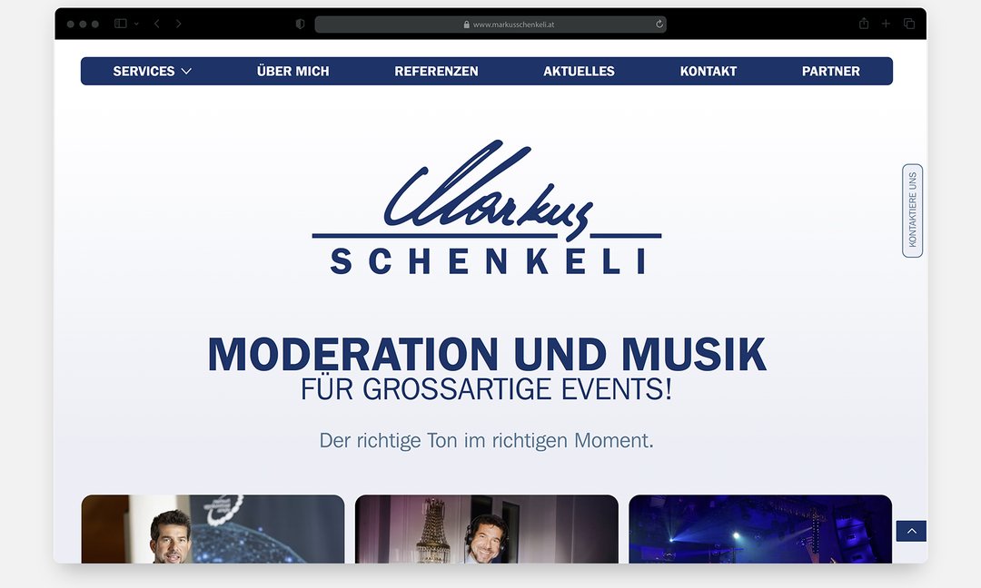 Website für Moderator und Musiker Markus Schenkeli – Webdesign von Klarstil