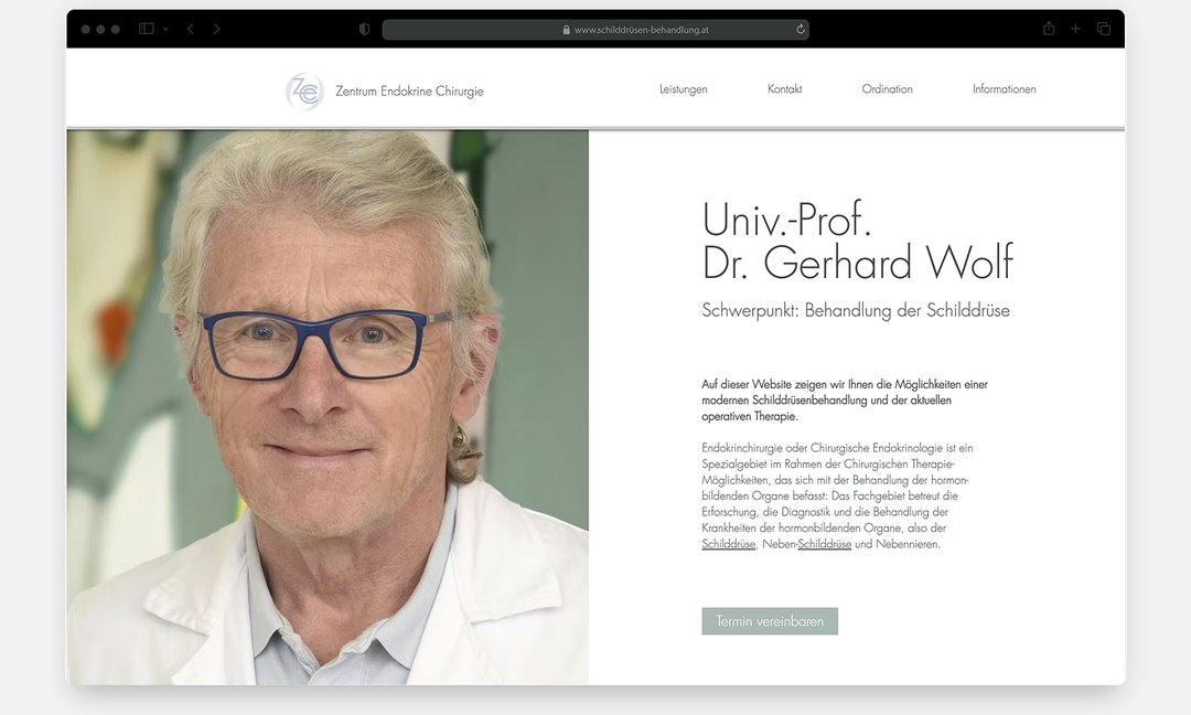 Persönliche Website von Univ.-Prof. Dr. Gerhard Wolf – Webdesign von Klarstil